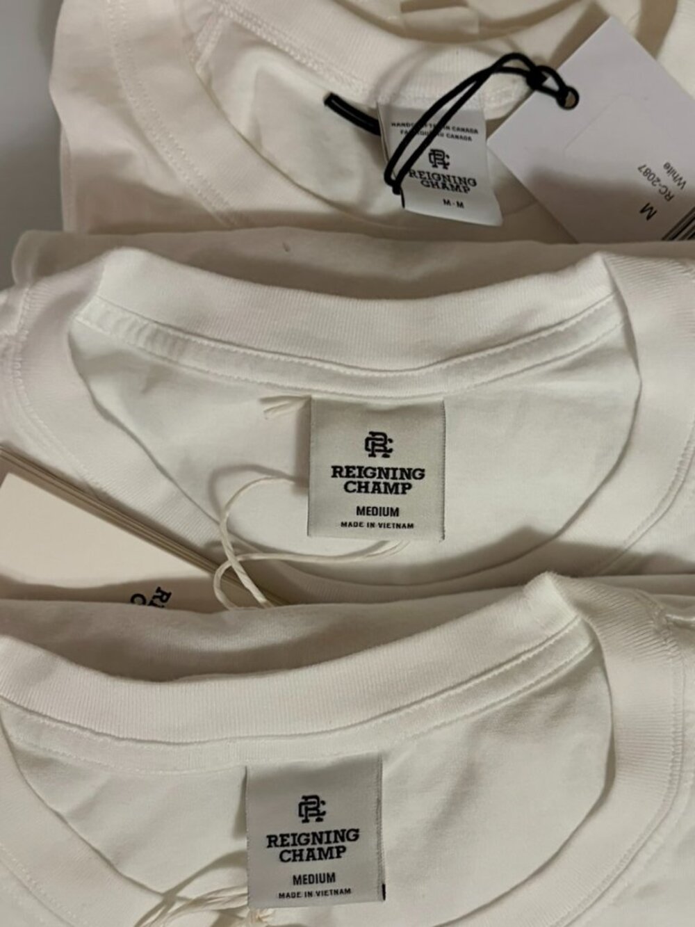 NWT Reigning Champ Men’s Ltweight Jersey White LS Shirt Bundle (3 Pack) - Medium